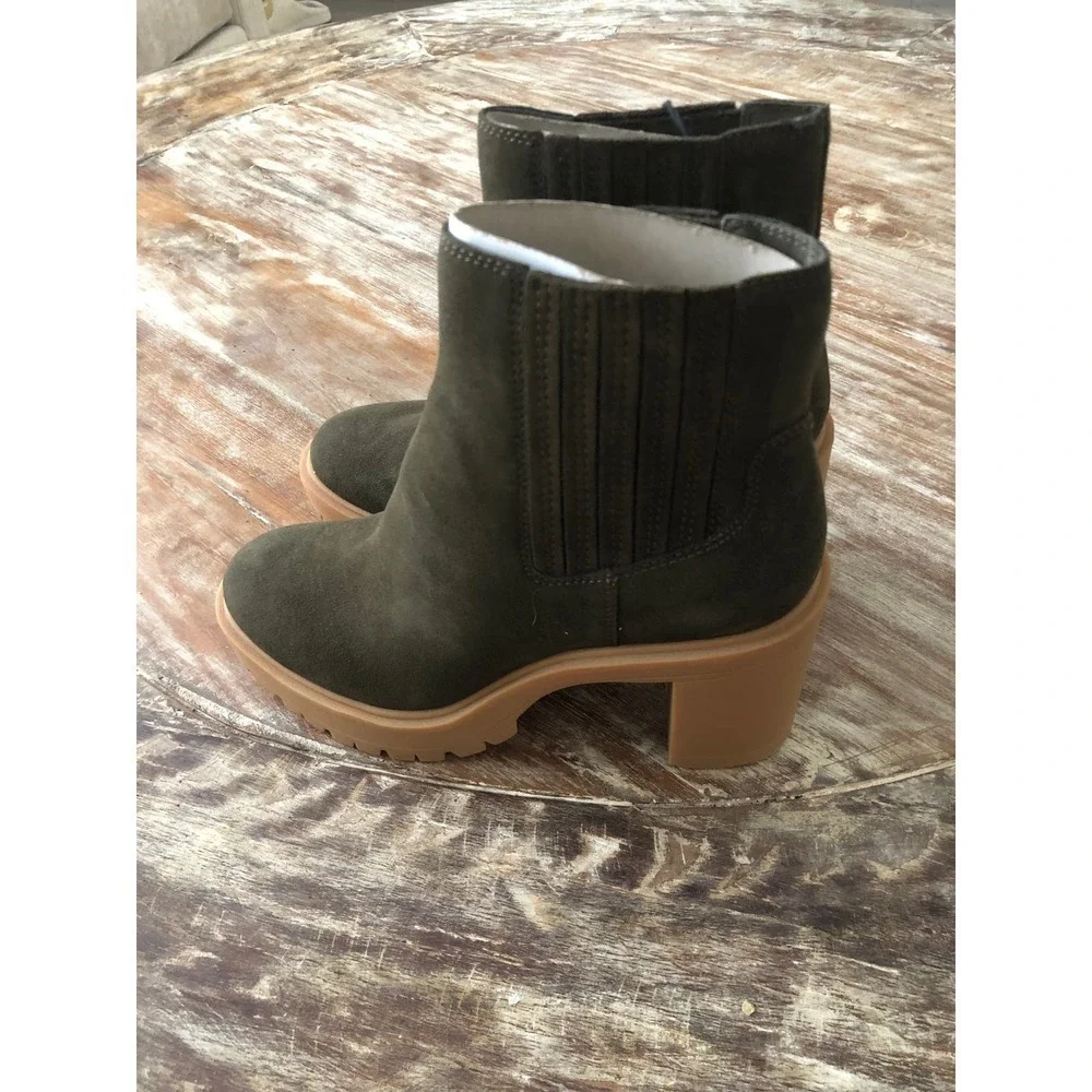 Dolce Vita Caster H20 Bootie Lug Sole Waterproof Leather Olive Green NEW…